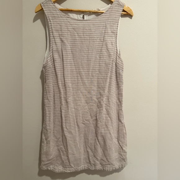 beachlunchlounge Other - Beach Lunch Lounge Linen Blend Stripe Sleeveless Dress CoverUp Tan White Medium